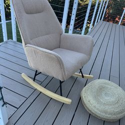 Boucle Rocking Chair and Pouf