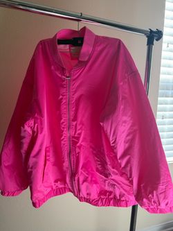 Hot Pink Zip-Up Windbreaker Jacket