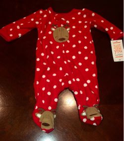 New Carters Soft Fleece Christmas Baby Sleeper NEWBORN