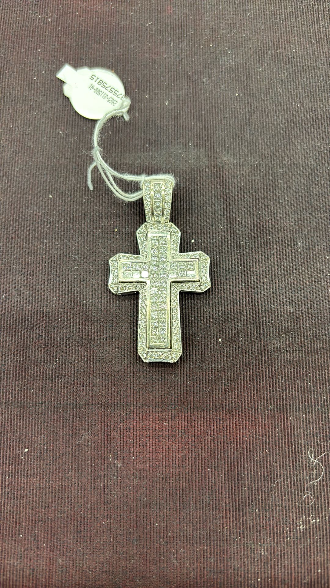 18k White Gold And Diamond Cross Pendant