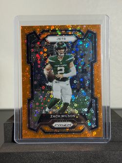 Zach Wilson Panini Prizm Orange Sparkle NFL Card