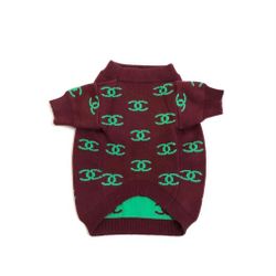 MAROON DOG SWEATER! CHANEL LOGO