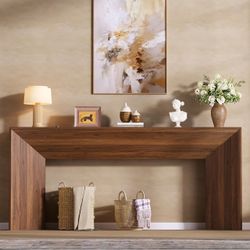 knoworld 70.9 Inch Long Console Table, Farmhouse Entryway Table with Sturdy Triangular Base, Wood Sofa Table Behind Couch for Living Room, Entrance, F