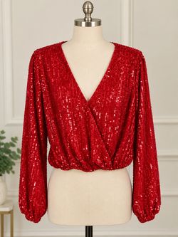 NEW! Red Sequin Top sz. Large