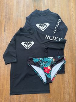 Roxy rash guards and bikini set