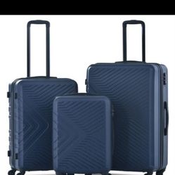 Travelhouse Hardshell Luggage Set Hardside Lightweight Suitcase with TSA Lock Spinner Wheels 28/24/20/in. (Navy Blue) 3 PCS