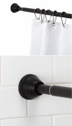 New 72” Black Tension Shower Curtain Rod