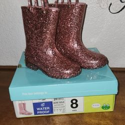 Western Chief Glitter Toddler Girls' Waterproof Rain Boots Size 8