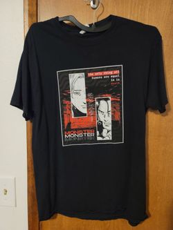 Monster Anime Black Cotton T Shirt Size M