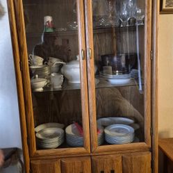 Oak China Hutch , With Or Without Fine China. 400 W .. 300 W/O