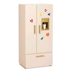 Play Refrigerator for Kids, Wooden Play Fridge with Ice Maker, Pretend Playse...