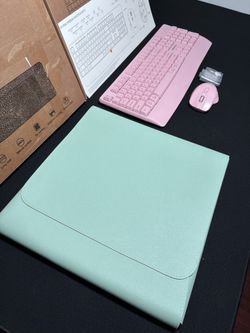 Pink Keyboard & Mouse And Desk Mat 