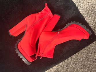 Size 7 red peep toe boot