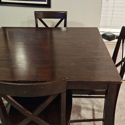 Dark Wood Tall Dinner Table And Chairs 