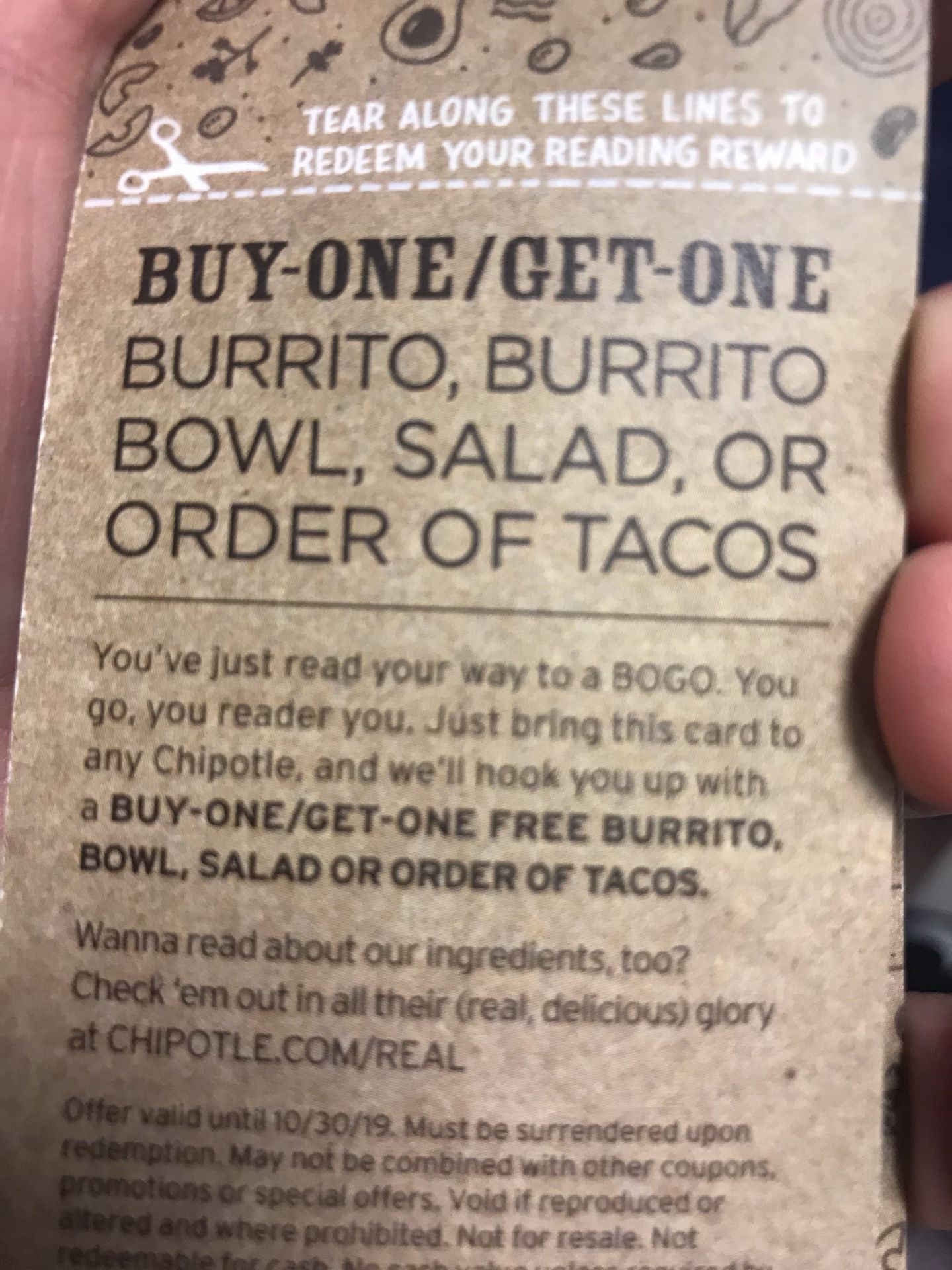 Chipotle BOGO coupon buy one get one free