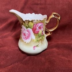 Lefton China green heritage rose handpainted creamer # 3066 