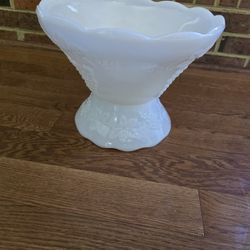 Vintage Milk Glass Punch Bowl With Stand