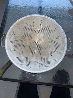 Vintage Aluminum Colander 3 Footed 7 Star Metal Strainer With Handles