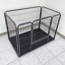 (New in box) $110 Pet Playpen Heavy-Duty Dog Kennel with Plastic Tray, 49x32x35” Tall