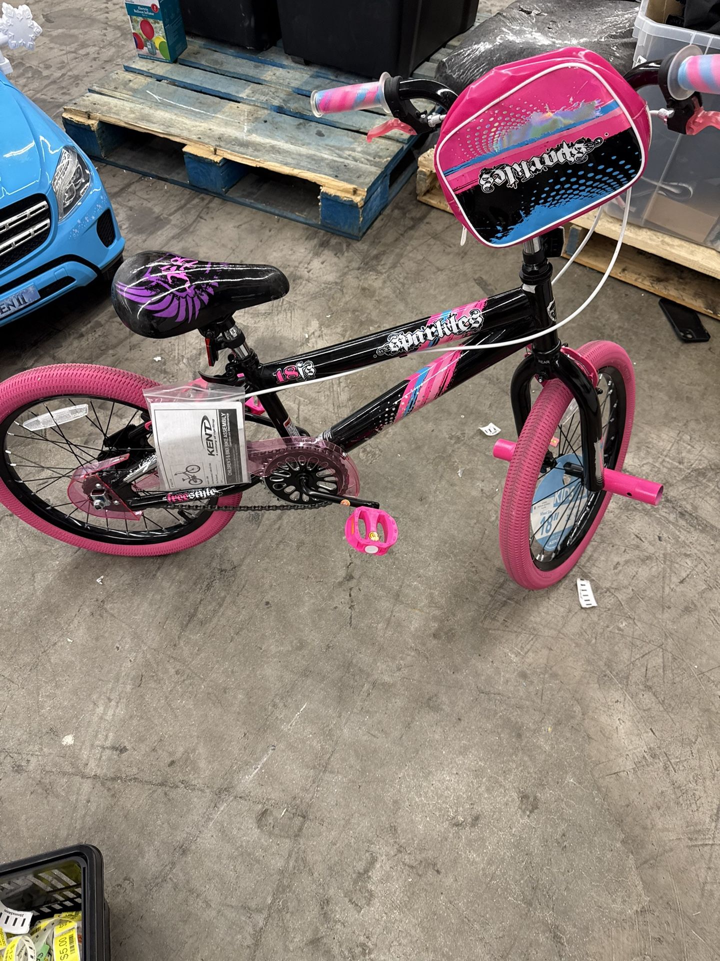 Kent Sparkles Bicycle, 18" Wheels, Child Ages 6+, Black and Pink
