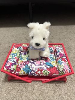American Girl Doll Dog with bed