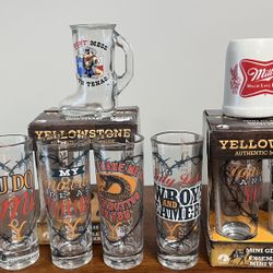 (10) Shot Glasses/ (8) Are Yellowstone Tall Shot Glasses 