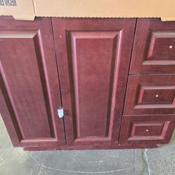 36.5 in. W x 18.75 in. D x 34.375 in ** Home Decorators Collection Sedgewood Single Sink Bath Vanity in Dark Cognac with Arctic Solid Surface Top 