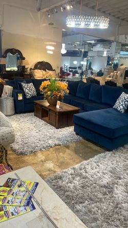 oversize  blue  sectional 