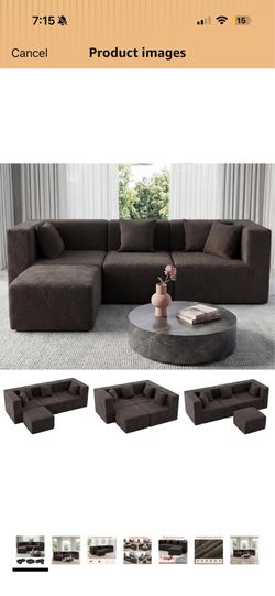 Dark brown modular sofa