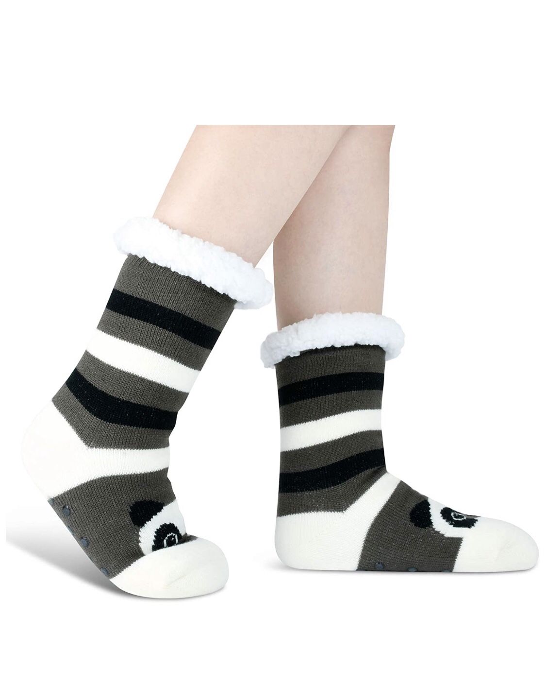 Brand New! Womens Winter Super Soft Warm Fleece Lining Knit Thick Christmas Panda Slipper Socks With Grippers