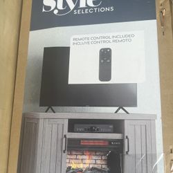 48-in W Iron Oak Free standing Infrared quartz Flat wall Electric Fireplace with Remote Control