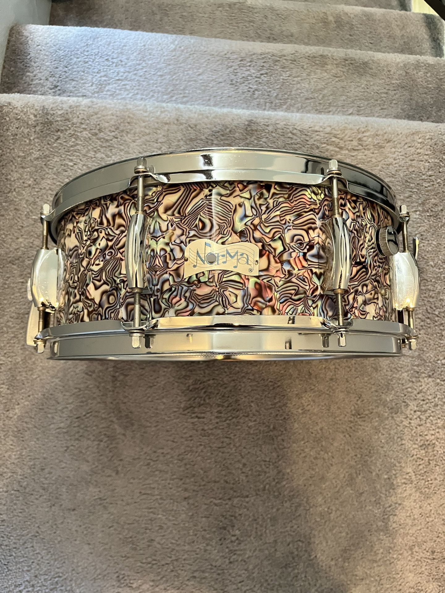 Vintage Norma Snare Drum 5x14 Abalone Pearl Finish 8 Lug Exc. Cond.