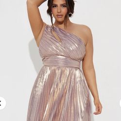 Fashion Nova Pleated Metallic Maxi Dress $10