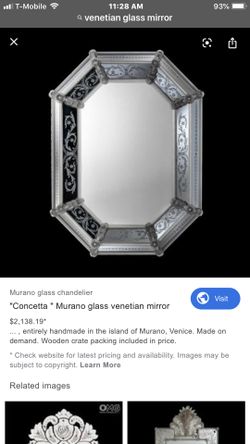 $2000 Venetian Murano Glass Mirror Hand Blown
