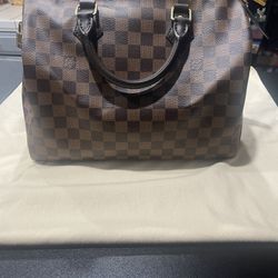 Louis Vuitton Damier Azur Speedy 30 Bag w/ Lock, Key and Dust Bag