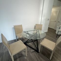 Glass Table With 4 Chairs