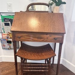 Vintage Tiger Oak Secretary Desk