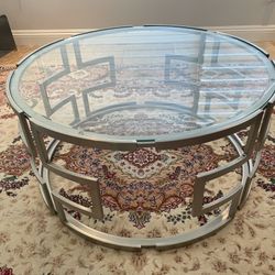 Lamps Plus-Geometric Silver Glass Coffee Table
