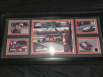 Juan Pablo Montoya Mounted Memories Hand Signed Authgraph And An Actual Piece Of Race Used Tire From The No 42. Texaco Havoline Dodge ..officiall24x12