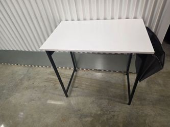 White Top Desk with Black Metal Legs
