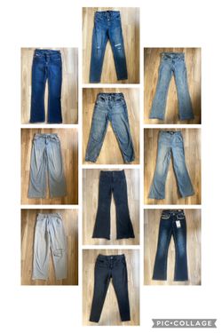 Each jean is $10 (American Eagle, Hollister, etc)