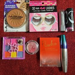 Makeup Bundle LA COLORS Black Opal Lipstick Bronzer Eyelashes Eyeshadow 