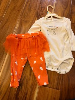 Baby girl carter’s happy lil boo ghost tutu Halloween pants set. Size 3/6 months