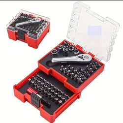 58pcs 1/4" Drive Mini Ratchet Wrench Set, Mini Socket Set, Screwdriver Bit Set