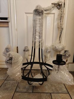 Brand New Beautiful Chandelier 6 Light Ceiling Mounted Kitchen Dining Room Hallway Living Room Chandelier Black Metal