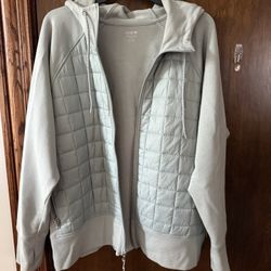 Old Navy All-Seasons Dynamic Fleece Quilted Hooded Jacket Silver Sage