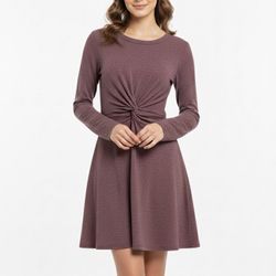 Ayla Dusty Purple Twist Long Sleeve Dress