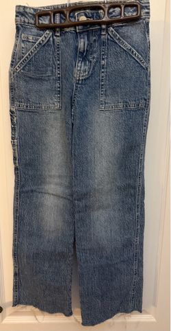 Girls Faded Denim Utility Jeans