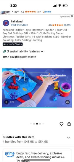 hahaland Toddler Toys Montessori Toys for 1 Year Old Boy Girl Birthday Gift - 10 in 1 Cloth Fishing