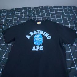 Bathing Ape Bape Shirt Black And Blue Small/medium